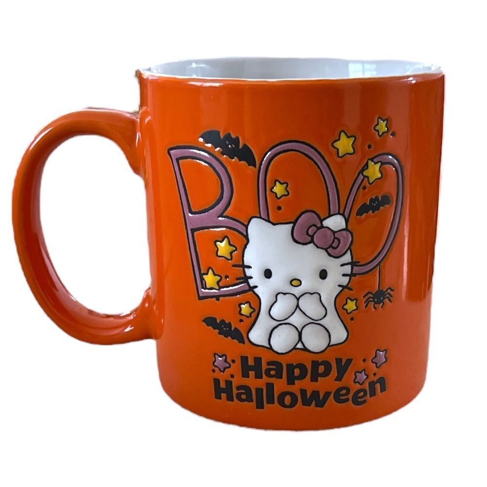 NEW! Sanrio Hello Kitty Ghost Boo Happy Halloween Orange Mug